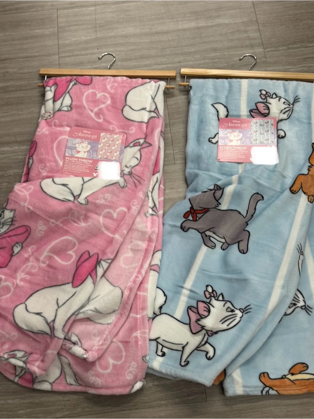 2 Disney Marie Plush Blanket - Pink or Blue
